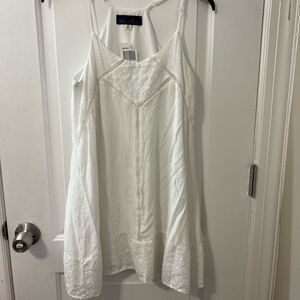 Blue rain White dress